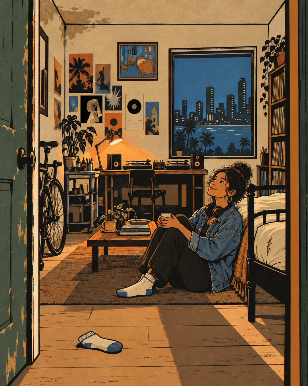 Tess, in paint-spattered overalls, hands Deuce a spray can beside the truck as Rell watches from the window.